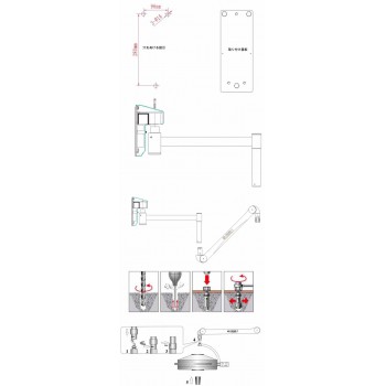 KWS® KD-2036D-2 36LED歯科医療用ライト手術用無影灯照度の深さ調整可能(壁掛け式)