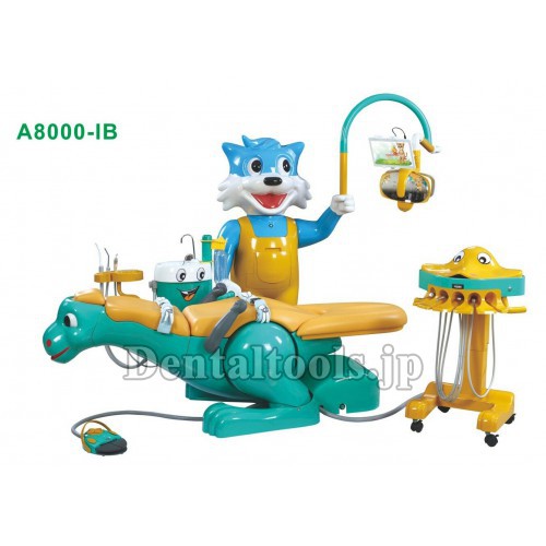 A8000-IB 小児用恐竜歯科チェア キッズデンタルユニット (笑顔の猫サイドボックス付き)