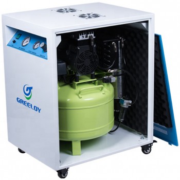 800W 歯科用オイルレス エアーコンプレッサー ドライヤーと消音ケースー付き Greeloy GA-81XY