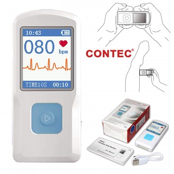 CONTEC 携帯型心電計 ECG/EKGモニター PCソフトウェア 心電図ブルートゥース心拍数LCDモニター PM10