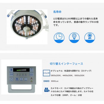 HFMED 500C LED歯科手術用 無影灯照明器 天井取り付け CE FDA認証