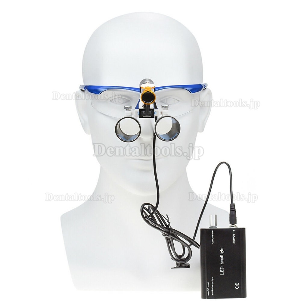 歯科医療用 5W LEDヘッドライト+フィルター&ベルトクリップ 黒 双眼鏡ルーペに適用