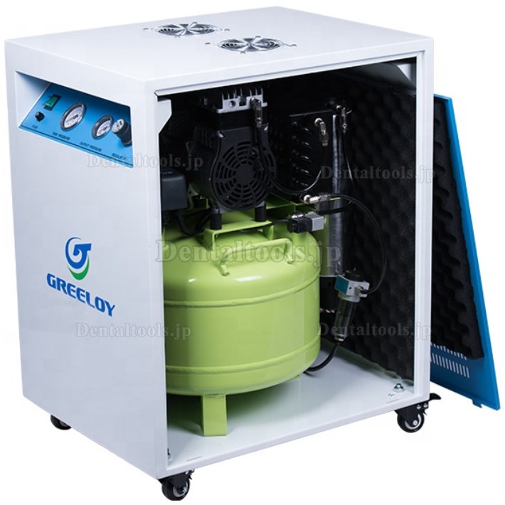 800W 歯科用オイルレス エアーコンプレッサー ドライヤーと消音ケースー付き Greeloy GA-81XY